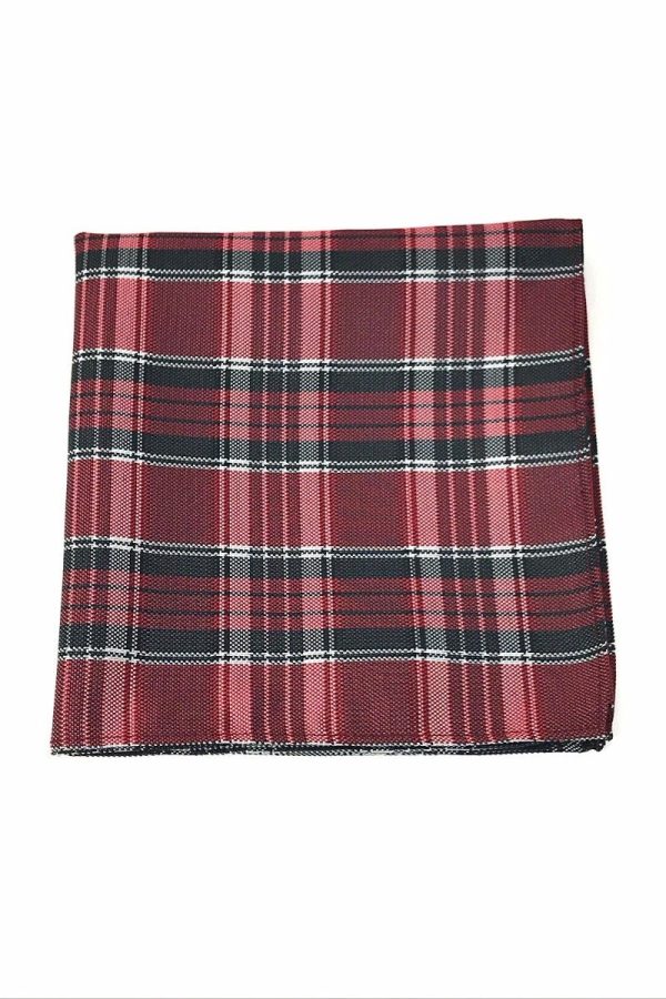 Red Madison Plaid Pocket Square Cheap