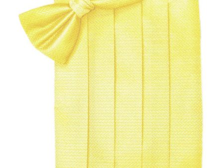 Lemon Herringbone Cummerbund Discount