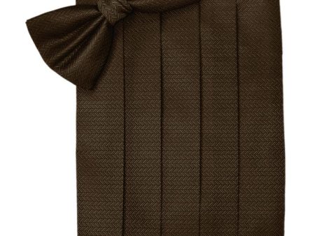 Chocolate Herringbone Cummerbund Hot on Sale