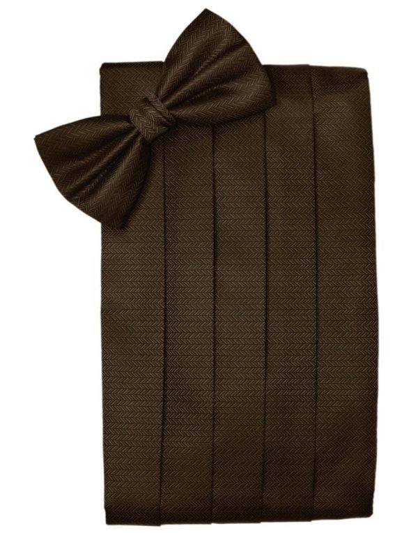 Chocolate Herringbone Cummerbund Hot on Sale