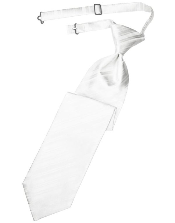 White Striped Satin Necktie Online Sale