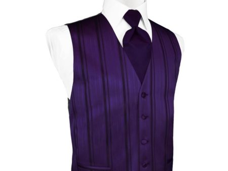 Amethyst Striped Satin Tuxedo Vest Online now