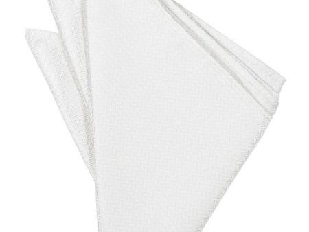 White Herringbone Pocket Square Hot on Sale