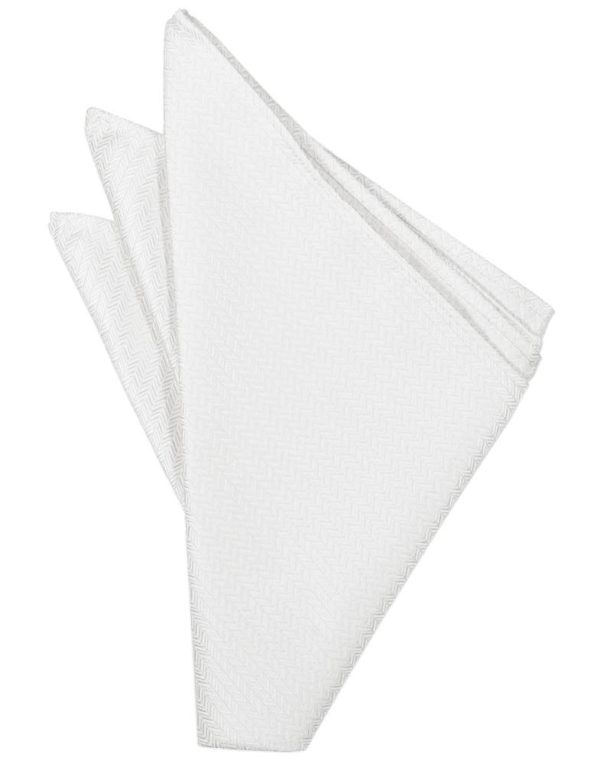 White Herringbone Pocket Square Hot on Sale