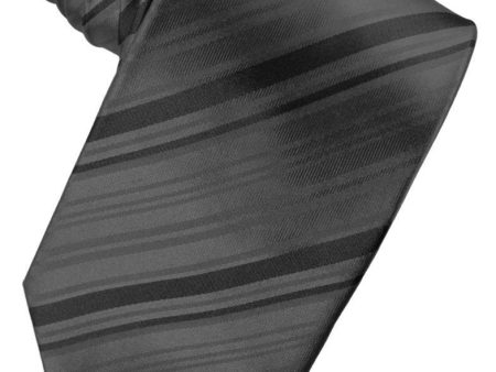 Pewter Striped Satin Necktie Hot on Sale