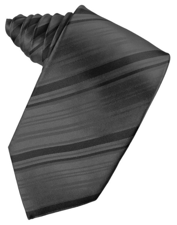 Pewter Striped Satin Necktie Hot on Sale