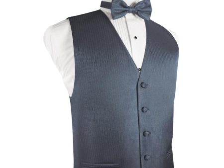 Desert Blue Herringbone Tuxedo Vest For Discount