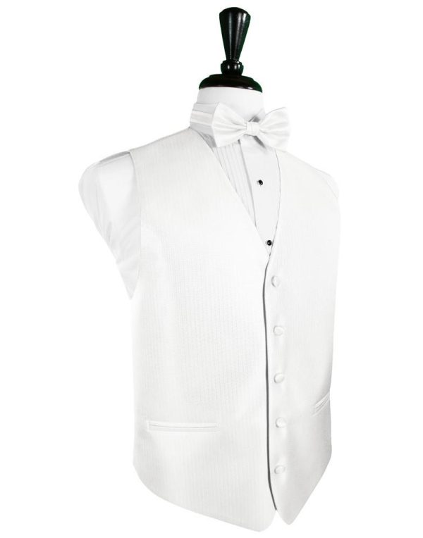 Diamond White Herringbone Tuxedo Vest Sale