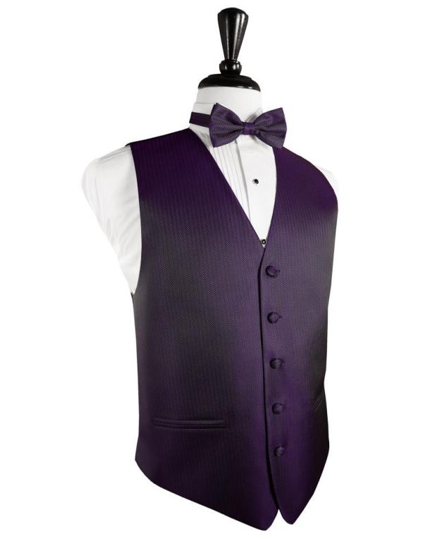 Plum Herringbone Tuxedo Vest Supply