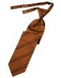 Cognac Striped Satin Necktie For Sale