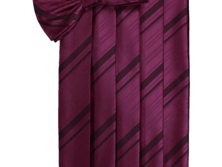 Wine Striped Satin Cummerbund Supply