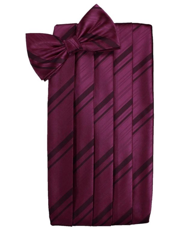 Wine Striped Satin Cummerbund Supply