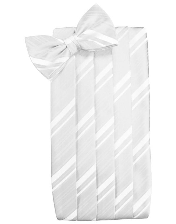 White Striped Satin Cummerbund on Sale