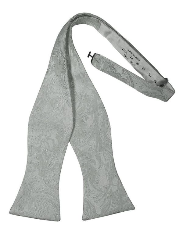 Platinum Paisley Silk Bow Tie Supply