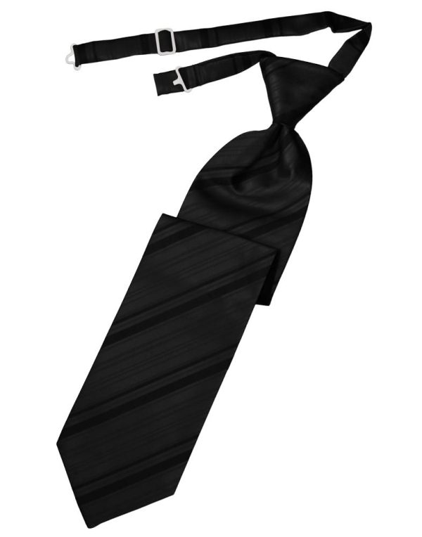 Black Striped Satin Necktie Cheap