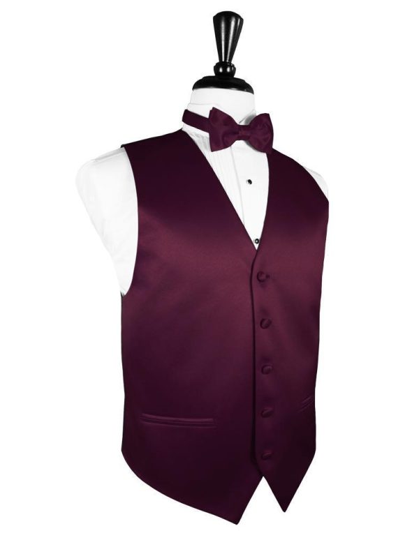 Wine Luxury Satin Tuxedo Vest For Cheap