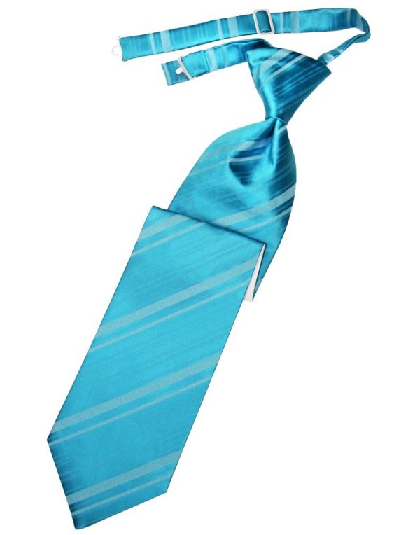 Turquoise Striped Satin Necktie For Sale