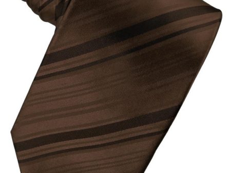 Chocolate Striped Satin Necktie For Sale