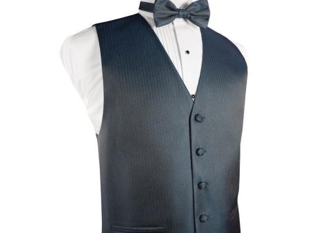 Haze Blue Herringbone Tuxedo Vest Hot on Sale