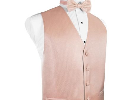 Peach Herringbone Tuxedo Vest Online Sale