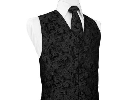 Black Tapestry Tuxedo Vest Fashion