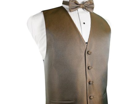 Mocha Herringbone Tuxedo Vest For Discount