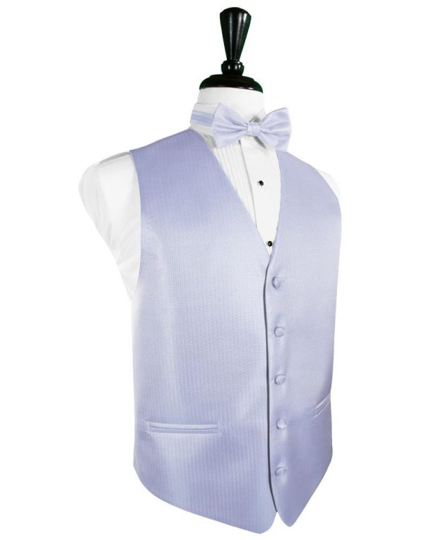 Periwinkle Herringbone Tuxedo Vest For Discount