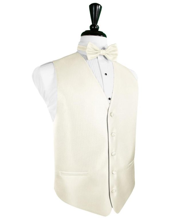 Ivory Herringbone Tuxedo Vest Supply