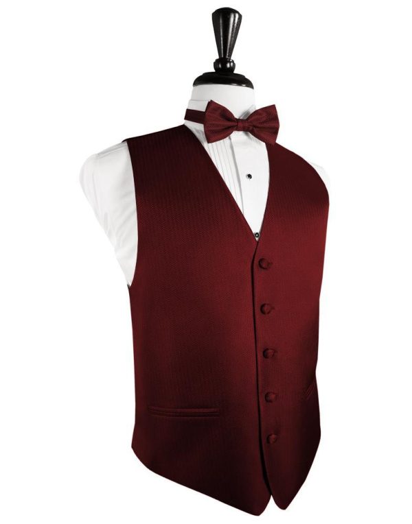 Claret Herringbone Tuxedo Vest Online now