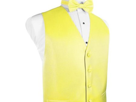 Lemon Herringbone Tuxedo Vest Discount