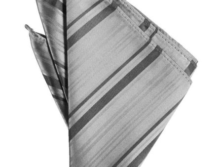 Silver Striped Satin Pocket Square Online Hot Sale