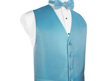 Blue Ice Herringbone Tuxedo Vest Supply