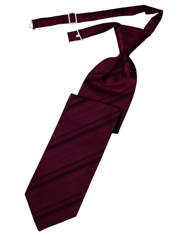 Wine Striped Satin Necktie Online Sale