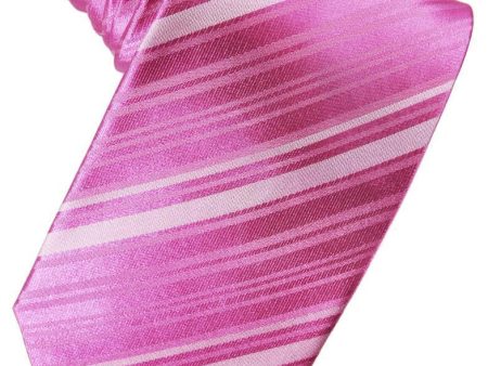 Fuchsia Striped Satin Necktie Online now