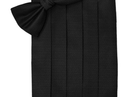 Black Herringbone Cummerbund Hot on Sale