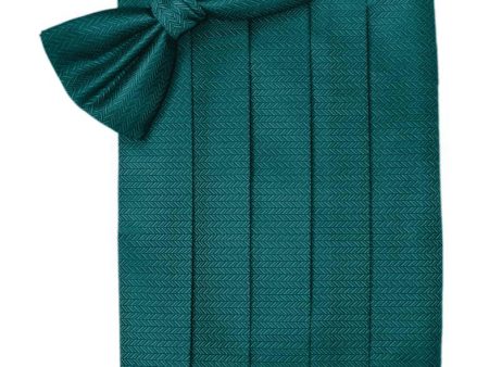 Teal Herringbone Cummerbund Online Hot Sale