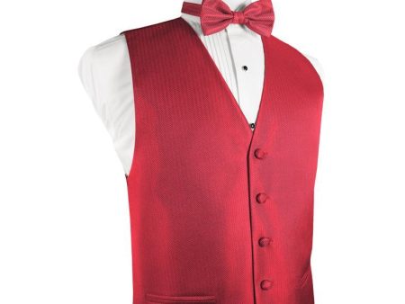 Watermelon Herringbone Tuxedo Vest For Discount