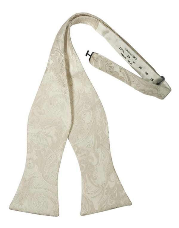 Ivory Paisley Silk Bow Tie Discount