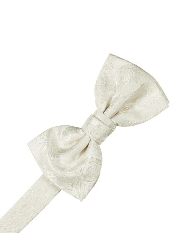 Ivory Paisley Silk Bow Tie Discount