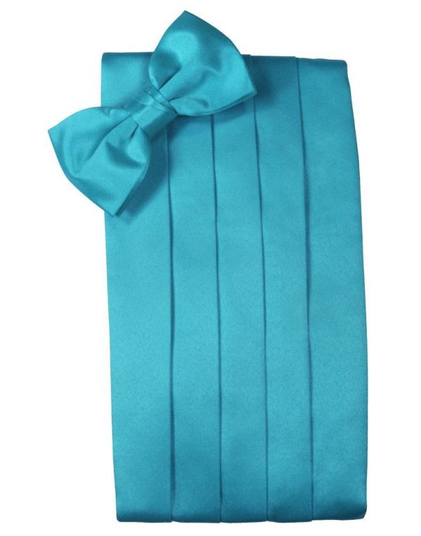 Turquoise Luxury Satin Cummerbund on Sale