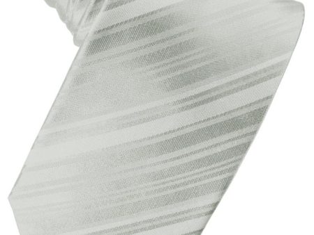 Platinum Striped Satin Necktie Sale