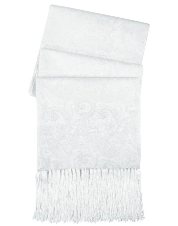 White Tapestry Silk Tuxedo Scarf Supply