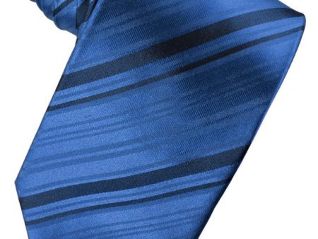 Royal Blue Striped Satin Necktie Sale