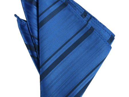 Royal Blue Striped Satin Pocket Square Cheap