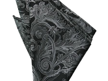 Silver Paisley Silk Pocket Square Online Hot Sale