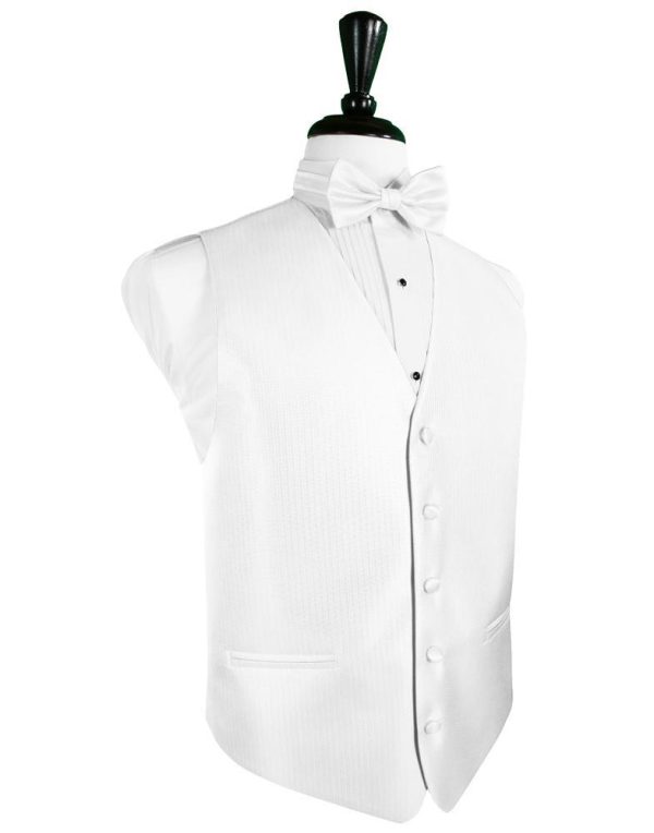 White Herringbone Tuxedo Vest Cheap