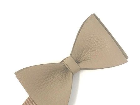 Tan Textured Leather Bow Tie Cheap