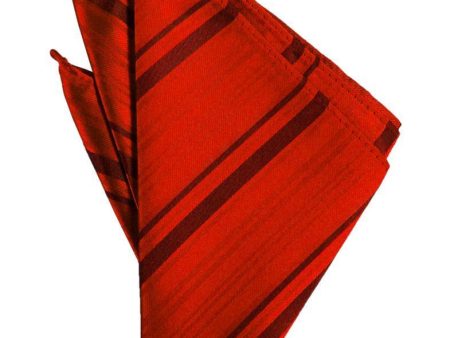 Scarlet Striped Satin Pocket Square Cheap