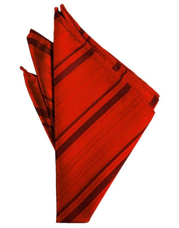 Scarlet Striped Satin Pocket Square Cheap