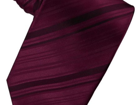 Wine Striped Satin Necktie Online Sale